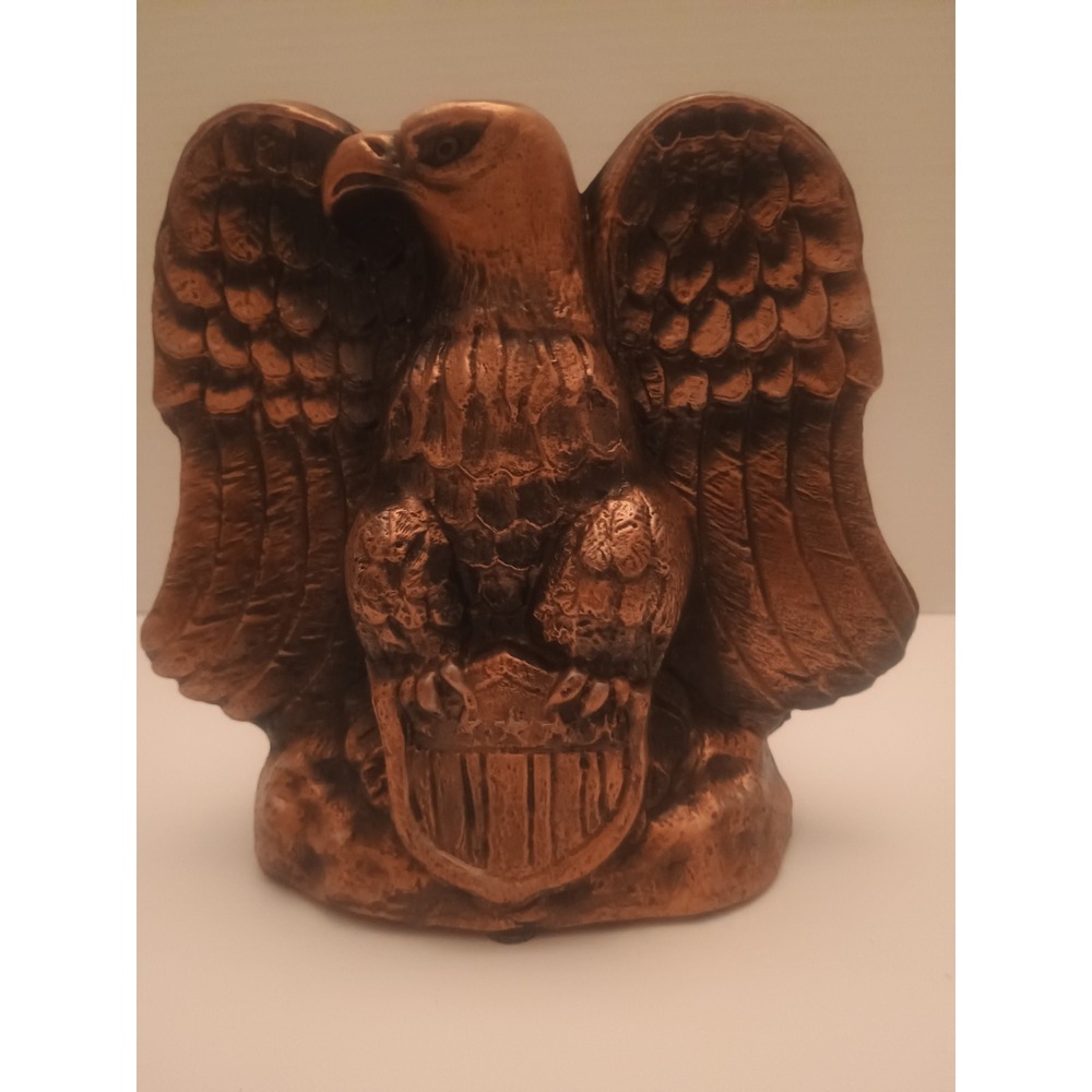 Bronze Metal Eagle Coin Bank  Figurine Spread Wings Take Stock In America